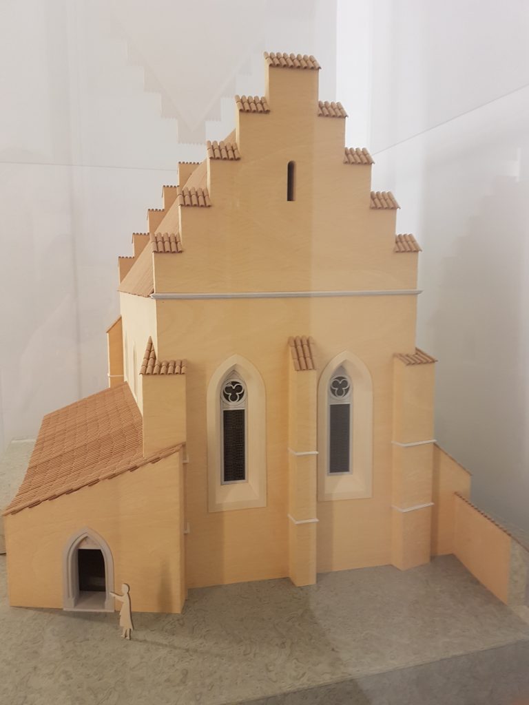 Model of the medieval synagogue at Judenplatz, Vienna circa 1400